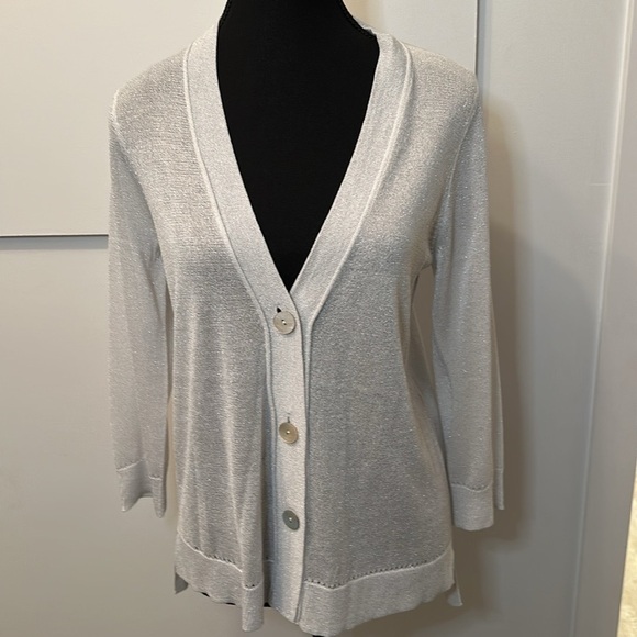 Chico's white glittery cardigan woman size XS - Picture 1 of 8